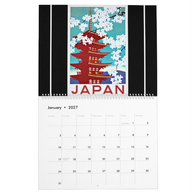 Vintage Travel Poster Kalender (Jan 2027)