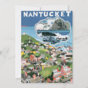Vintage Travel Poster, Karte Nantucket Island, MA