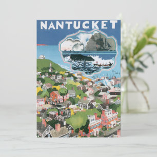 Vintage Travel Poster, Karte Nantucket Island, MA