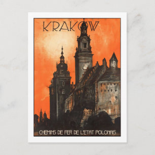 Vintage Travel Poster, Krakau Postkarte