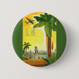 Vintage Travel Poster, Los Angeles, Kalifornien Button