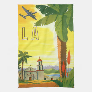 Vintage Travel Poster, Los Angeles, Kalifornien Geschirrtuch