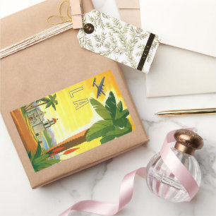 Vintage Travel Poster, Los Angeles, Kalifornien Rechteckiger Aufkleber