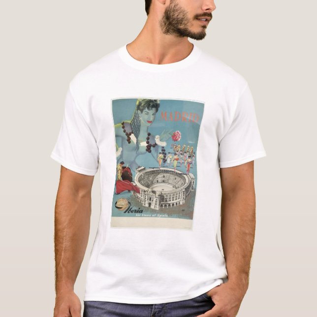 Vintage Travel Poster Madrid Spanien T-Shirt (Vorderseite)