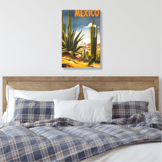Vintage Travel Poster Mexico Leinwanddruck (Insitu (Schlafzimmer))