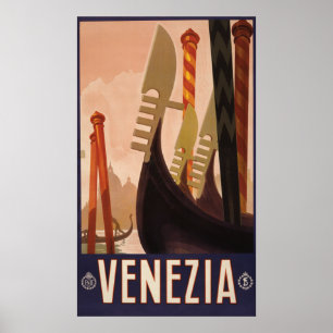 Vintage Travel Poster mit einem Kanal in Venedig
