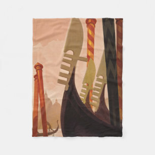 Vintage Travel Poster mit einem Kanal in Venedig Fleecedecke
