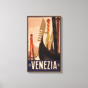 Vintage Travel Poster mit einem Kanal in Venedig Leinwanddruck