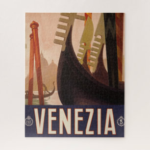 Vintage Travel Poster mit einem Kanal in Venedig Puzzle