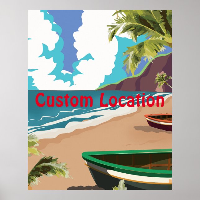 Vintage Travel Poster mit individueller Lage (Vorne)