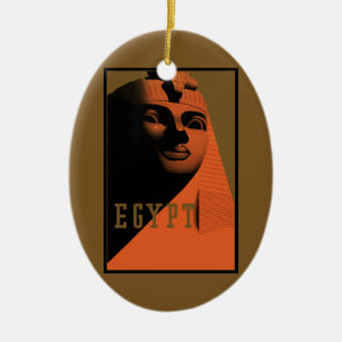 Vintage Travel Poster mit Sphinx, Ägypten, Afrika Keramik Ornament