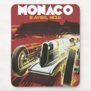 Vintage Travel Poster, Monaco Grand Prix Auto Race Mousepad