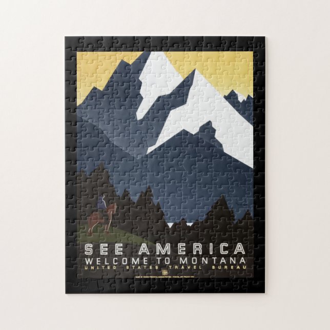 Vintage Travel Poster Montana Amerika Puzzle (Vertikal)