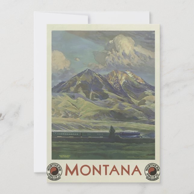 Vintage Travel Poster Montana Feiertagskarte (Vorderseite)