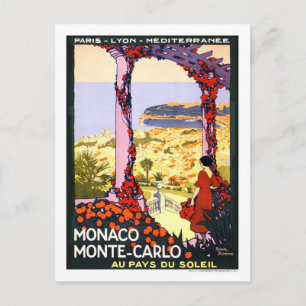 Vintage Travel Poster, Monte Carlo Postkarte