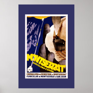 Vintage Travel Poster Montserrat Spanien