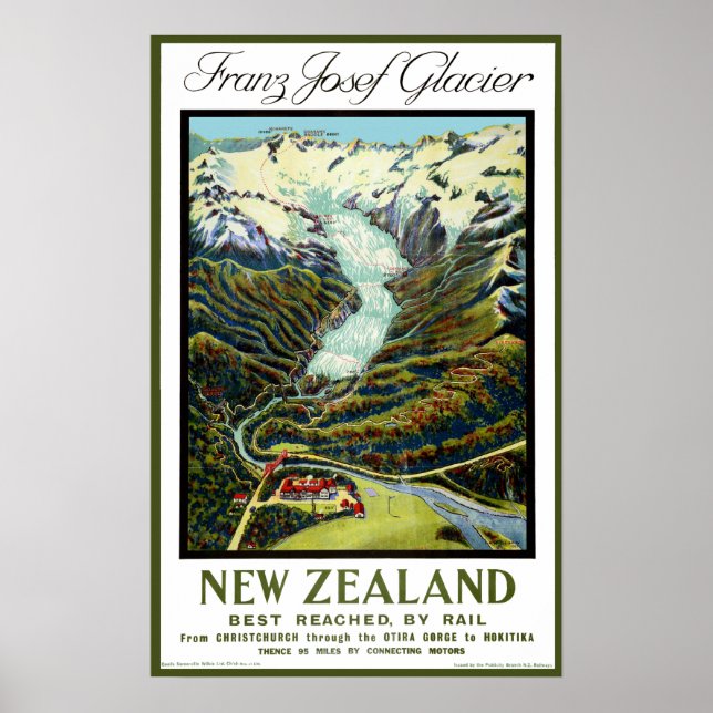 Vintage Travel Poster - Neuseeland Glacier (Vorne)