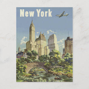 Vintage Travel Poster New York City Central Park Postkarte