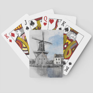 Vintage Travel Poster (Niederlande) und Mühle Spielkarten