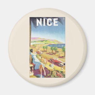 Vintage Travel Poster, Nizza, Côte d'Azur Magnet