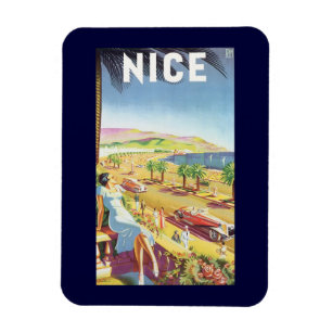 Vintage Travel Poster, Nizza, Côte d'Azur Magnet
