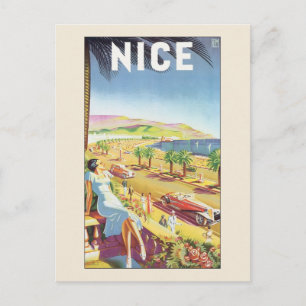Vintage Travel Poster, Nizza, Côte d'Azur Postkarte
