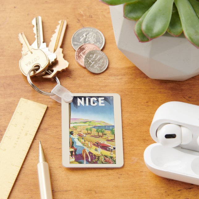 Vintage Travel Poster, Nizza, Côte d'Azur Schlüsselanhänger (Schreibtisch)