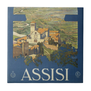 Vintage Travel Poster of Assisi, Italien Fliese