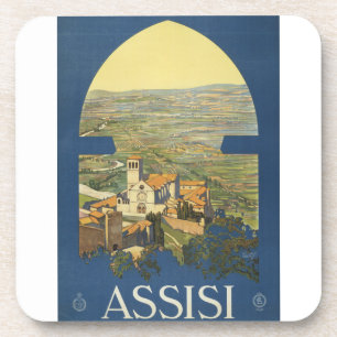 Vintage Travel Poster of Assisi, Italien Getränkeuntersetzer