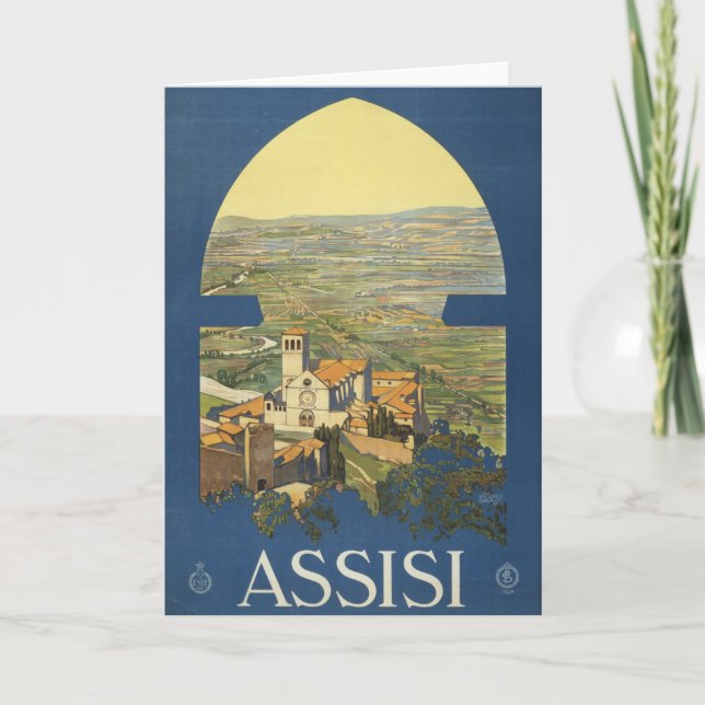 Vintage Travel Poster of Assisi, Italien Karte (Vorderseite)