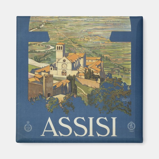 Vintage Travel Poster of Assisi, Italien Magnet (Vorne)