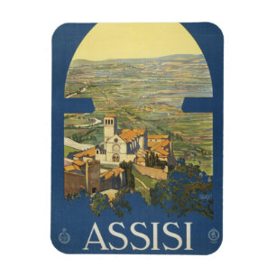 Vintage Travel Poster of Assisi, Italien Magnet