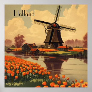 Vintage Travel Poster of Holland, benutzerdefinier
