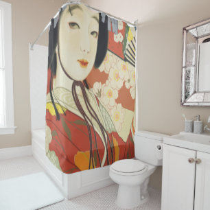 Vintage Travel Poster Osaka Japan Duschvorhang