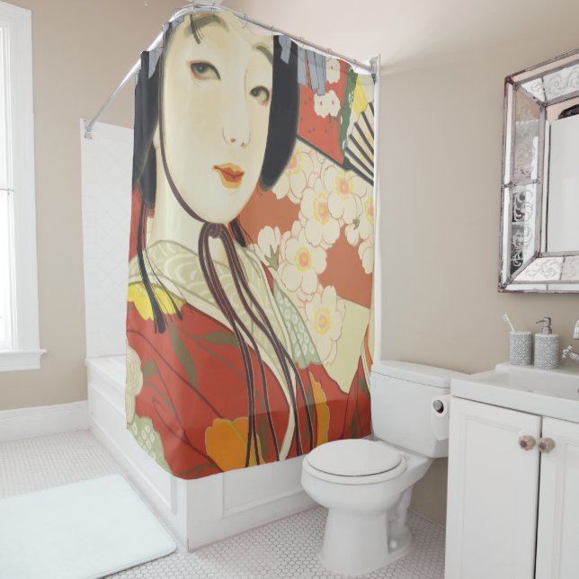 Vintage Travel Poster Osaka Japan Duschvorhang (Beispiel)