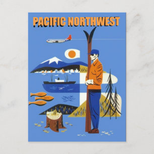 Vintage Travel Poster Pacific Northwest Seattle PC Feiertagspostkarte