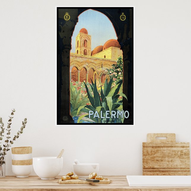 Vintage Travel Poster, Palermo, Sizilien, Italien Poster (Küche)