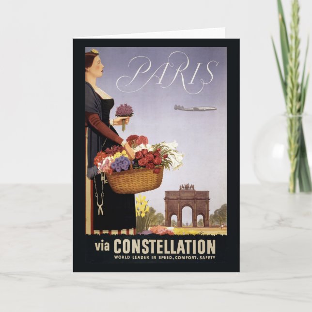 Vintage Travel Poster, Paris Via Constellation Karte (Vorderseite)
