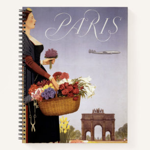 Vintage Travel Poster, Paris Via Constellation Notizbuch