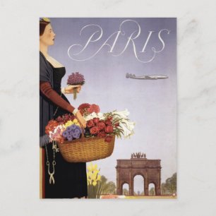 Vintage Travel Poster, Paris Via Constellation Postkarte