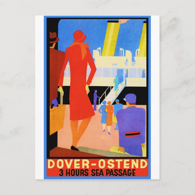Vintage Travel Poster Postkarte (Vorderseite)