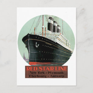Vintage Travel Poster - Red Star Line Postkarte