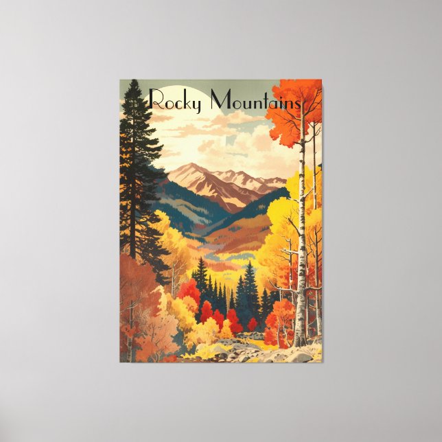 Vintage Travel Poster Rocky Mountains Leinwanddruck (Vorderseite)