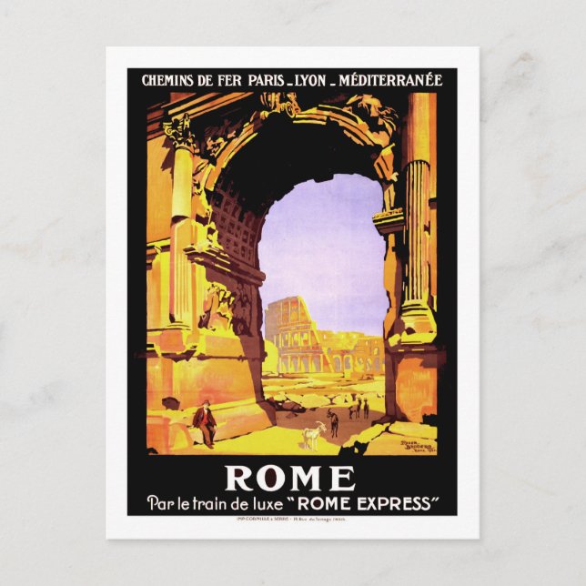 Vintage Travel Poster, Rom Postkarte (Vorderseite)