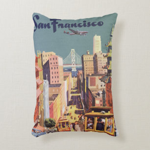 Vintage Travel Poster San Francisco Cable Cars Dekokissen
