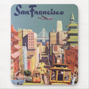 Vintage Travel Poster San Francisco Cable Cars Mousepad