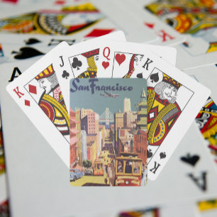 Vintage Travel Poster San Francisco Cable Cars Spielkarten