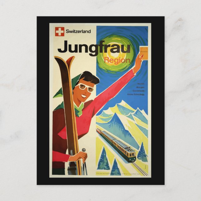 Vintage Travel Poster, Schweiz, Postkarte (Vorderseite)