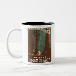 Vintage Travel Poster Sequoia Nationalpark Camp Zweifarbige Tasse