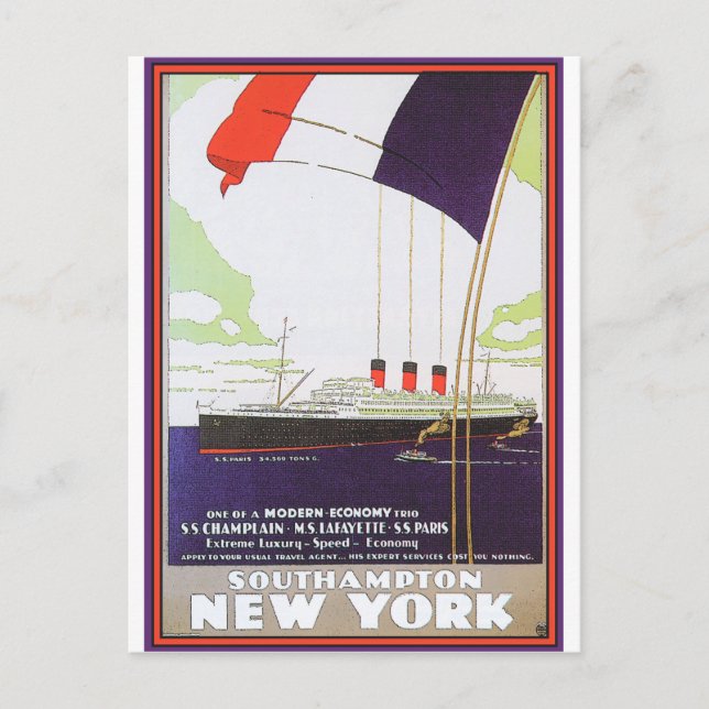 Vintage Travel Poster: Southampton New York Postkarte (Vorderseite)
